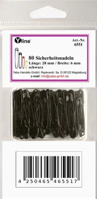 Productafbeelding van 80 stuks Mini Veiligheidsspelden 28 mm, klein, zwart, nikkelvrij, naald naalden, 6551
