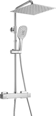 Produktbild von Einstellbare Thermostatische Dusche mit Regendusche und Handdusche, Edelstahl, 30x30cm