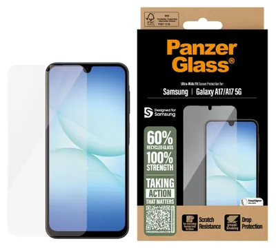 Produktbild von PanzerGlass ® Displayschutz Samsung Galaxy A17 | A17 5G | Ultra-Wide Fit m. EasyAligner, Samsung, Samsung - Galaxy A17 4G, Samsung - Galaxy A17 5G, Trockene Anwendung, Kratzresistent, Schockresistent, Transparent, 1 Stück(e)