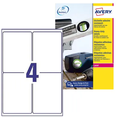 Produktbild von Avery Zweckform Wetterfeste Folien-Etiketten/L4774-20 99,1 x 139 mm weiß Inh.80