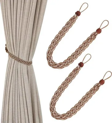 Productafbeelding van Unyqoos® 2-delige set katoenen gordijnsluitingen (embosses) – 58 cm handgemaakte gordijnkoord, decoratieve gordijnsluitingen