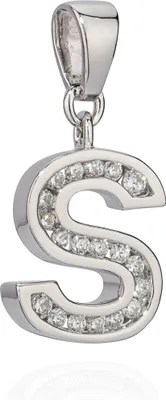 Produktbild von 13x11mm Kettenanhänger Buchstabe S Silber 925 Anlaufschutz Zirkon weiß Alphabet