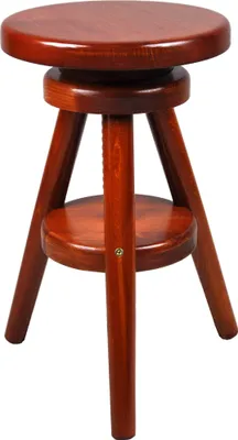 A wooden stool on a white background.