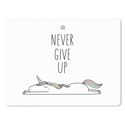 Produktbild von MuchoWow® Mauspad Mousepad Einhorn - Kinder - Zitate - Niemals aufgeben - Mädchen 23x19 cm - Mousepads - Maus Mat - Pad - Mausunterlage - Schreibtischunterlage - Mauspad