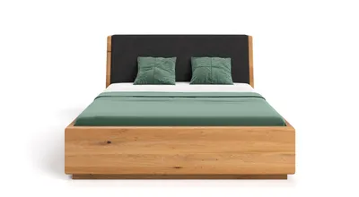 Produktbild von Massivholzbett Aura mit Bettkasten, 200x200 cm, Storm 99, Massivholz, Designermöbel