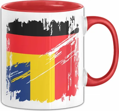 Produktbild von Rumänien Deutschland Flagge Halb Deutscher Halb Rumäne Fußball Germany 2024 Europa Romania (Rot)