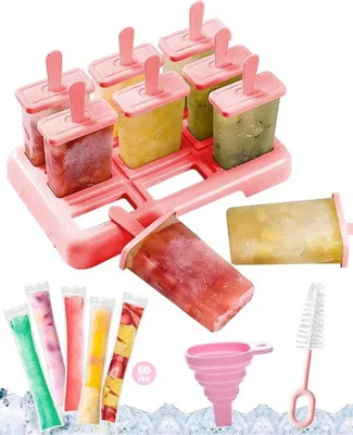 Immagine prodotto di Stampi per gelato, 9 pezzi, riutilizzabili, in silicone, rosa, senza BPA