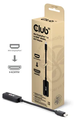 Produktbild von CLUB3D Mini DisplayPort™ 1.4 to HDMI™ 8K60Hz M/F Adapter, 0,09 m, Mini DisplayPort, HDMI, Buchse, Stecker, Gerade