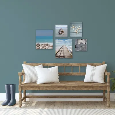 Produktbild von Art for the Home Leinwandbilder  SET 5-Teilig Wanddeko Schlafzimmer Wohnzimmer Strand 80 x 60 cm