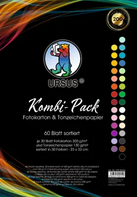 Zdjęcie produktu dla URSUS 7700000, Wielobarwny, Monochromatyczny, 300 g/m², 230 mm, 330 mm, 60 ark.