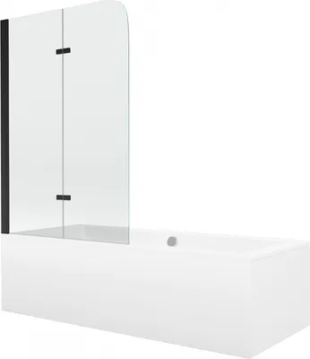 Produktbild von Mexen Cube Rechteckbadewanne 170 x 80 cm mit Verkleidung und 2-flügeliger Blende 80 cm, Transparent, Schwarz - 550517080X9008027