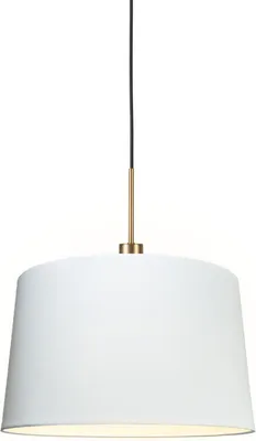 Produktbild von QAZQA - Moderne Hängelampe I Pendellampe I Pendelleuchte Bronze mit Schirm 45 cm weiß - Combi 1 I Wohnzimmer I Schlafzimmer - Textil Rund - LED geeignet E27