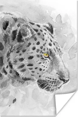 Produktbild von MuchoWow® Poster Panther - Aquarell - Schwarz - Weiß 80x120 cm - Papierdruck
