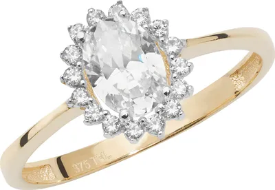 Produktbild von Stylischer 9 Karat (375) Gold Solitär Verlobung Damen - Ring mit Zirkonia (synth.), 59 (18.8); TRS17073RSR