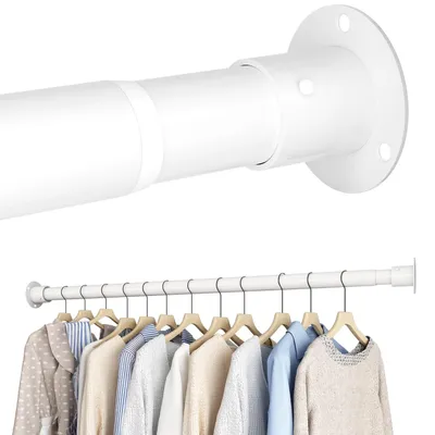 Immagine prodotto di Bastone appendiabiti estensibile - 68 a 90 cm - Bianco - Per armadio