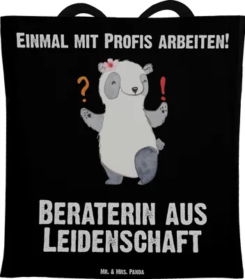 Produktbild von Mr. & Mrs. Panda canvas tasche Beraterin Leidenschaft - Schwarz - Geschenk, Shopping, Lustig, IT Beratung, Tote Bag, dokumententasche, Laptoptasche, Eröffnung, Spruch