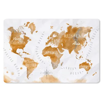 Produktbild von MuchoWow® Schreibtischunterlage Karte - Gold - Welt 60x40 cm - XXL Mauspad - Großes Mauspad