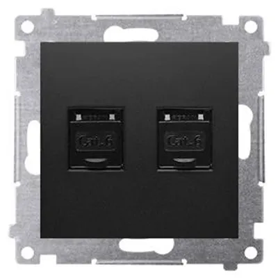 Obrázok produktu pre Dvojitá počítačová zásuvka RJ45 cat.6 čierna D62.01/49 SIMON 54