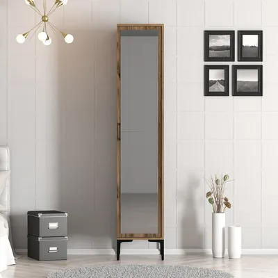 Produktbild von Skye Decor, Kumsal R - Walnut, Kleiderschrank, Nussbaum, 100 % MELAMINBESCHICHTETE SPANPLATTEN, 40 x 201,4 x 47,5 cm
