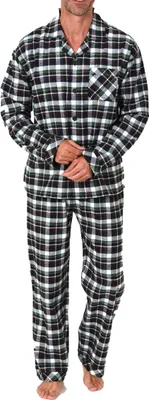 Produktbild von Normann Herren Flanell Schlafanzug Pyjama in eleganter Karo Optik - auch in Übergröße ; dunkelgrün , 52