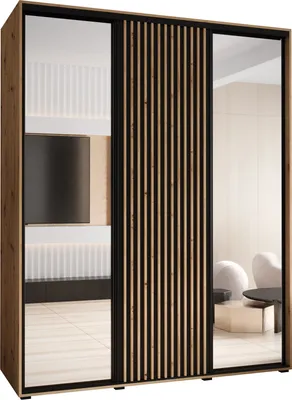 Produktbild von MEBLE KRYSPOL Sapporo 2 Schrank mit 3 Schiebetüren  - 205,2x190x60 cm - Artisan Schwarz Artisan