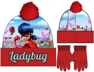 Produktbild von Miraculous - Ladybug Set Wintermütze mit Handschuhe Rot - 54 cm