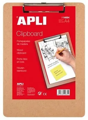 Image de Apli Planchette à pince en bois a4 marron