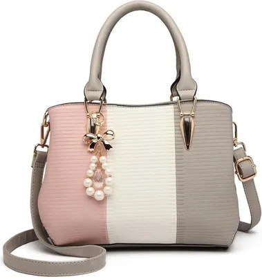 Produktbild von Damen Handtasche Mittelgroß Multicolor Elegant Henkeltasche Grau