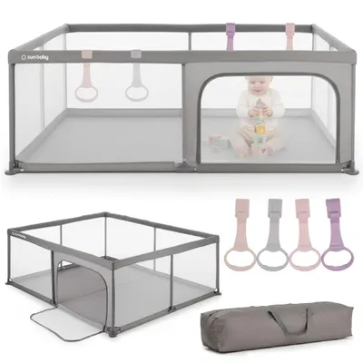 Image de Parc pour bébé Parc bébé 150x200 cm GRIFFE Pliable Sûr et stable Parc pour enfants avec filet respirant et base antidérapante