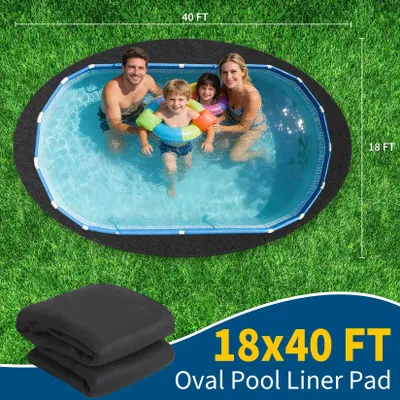 Image de Sous-couche pour piscine en tissu non tissé - Géotextile pour piscines hors sol - Résistant - Protège contre les mauvaises herbes et les racines - Écologique - Forme ovale