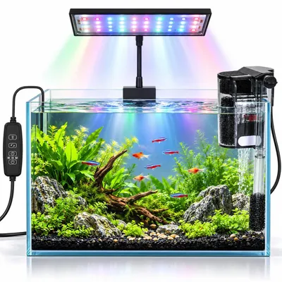 Aquariumfilter mit LED-Lampe, 250 l/h, 2,5 W, für kleine Aquarien bis 20 l
