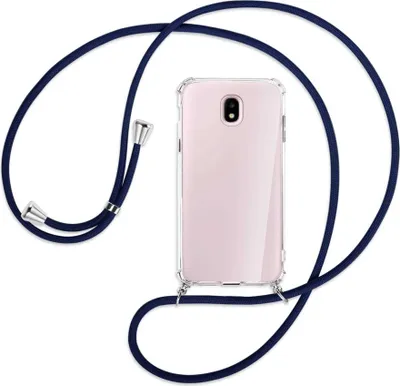 Produktbild von Handykette Backcover-Schutzhülle mit Band (Metall silberfarben) für Samsung Galaxy J5 2017 - dunkelblau