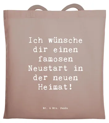 Produktbild von Mr. & Mrs. Panda Schultasche Spruch Neustart Umzug - Braun Pastell - Geschenk, Hoffnung, Shopping Tasche, neue Kapitel, Tote Bag, Trost, Liebe und, Zuversicht, Vertrauem