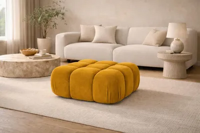 Productafbeelding van Kaiser Möbel: Modulaire kruk, veloursstof, kleur: geel, model: Selia