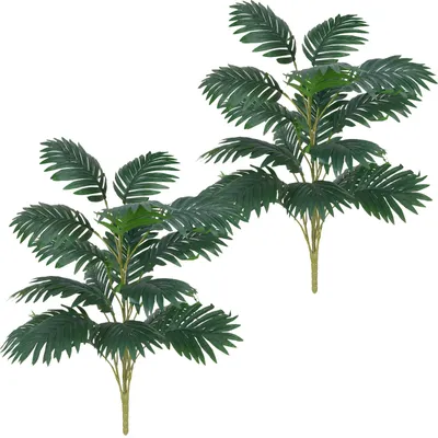 Image de Palmiers artificiels, 75 cm, 21 feuilles, résistants aux intempéries pour l'extérieur, palmiers artificiels tropicaux, plantes artificielles en plastique pour le salon, le balcon, la décoration d'intérieur, le jardin, l'intérieur