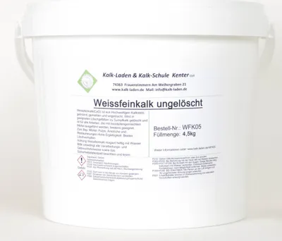 Produktbild von Weißfeinkalk, gebrannter und gemahlener Kalk (Pulver-Kalk), 4,5 kg