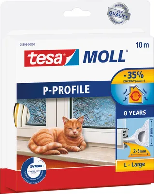 Image de tesa Moll CLASSIC P-Profil joint en caoutchouc, blanc, 9 mm x 10 m
