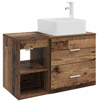 Image de vidaXL Ensemble de meubles de salle de bain, 2 pièces, en bois de récupération et en panneaux de bois
