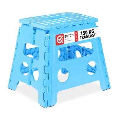 Immagine prodotto di Relaxdays sgabello pieghevole L fino a 120 kg sgabello seduta sgabello sgabello sgabello sgabello sgabello gradino blu