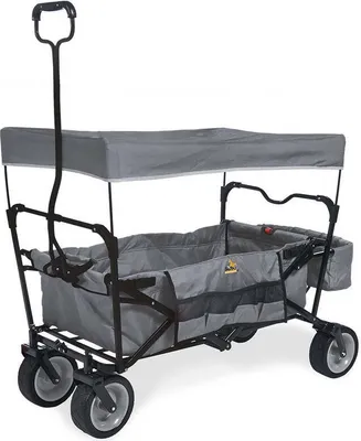 Productafbeelding van Opvouwbare handwagen met zonnedak, 124 cm x 59 cm, opgevouwen afmetingen 22 cm