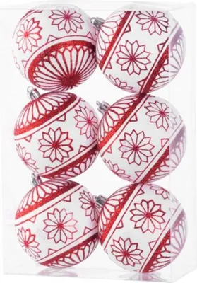 Produktbild von MAGICHOME WEIHNACHTSKUGELN, 6 St., rot-weiß, 8 cm