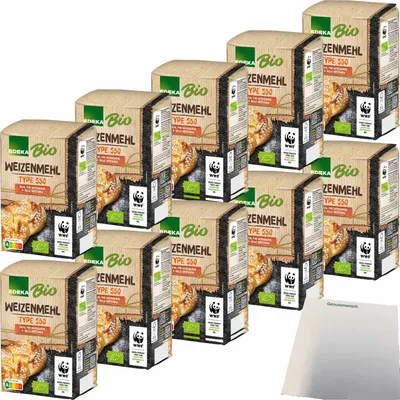 Produktbild von Edeka Weizenmehl Type 550 ideal für Hefegebäck und helle Brote 10er Pack (10x1kg Packung) + usy Block