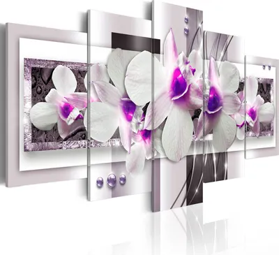 Produktbild von Leinwandbilder 200x100 cm b-A-0042-b-p Vlies Leinwandbild 5 tlg Kunstdruck modern Wandbilder XXL Wanddekoration Design Wand Bild BLUMEN ORCHIDEE