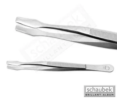 Produktbild von Schaubek PZ4280 Pinzette - 120 mm lang, schaufelförmige Spitze gebogen, mit Etui
