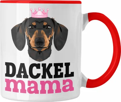 Produktbild von Trendation - Dackel Tasse Geschenke Dachshund Rauhaardackel Lustig Dackel Mama (Rot)