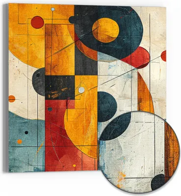 Produktbild von DEQORI Hybrid Leinwand Bild 30x30 cm 'Geometrischer Farbzauber' Wandbild Glas flach modern