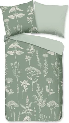 Productafbeelding van Good Morning Dekbedovertrek "Herbs" - Groen - (135x200 cm) - 100% Katoen