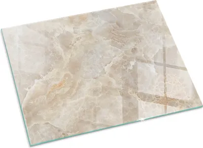 Produktbild von Naturstein-Muster – Glasbodenplatte für – Kaminofen – Kaminplatte Glas – Schutzglas – Funkenschutzplatte –Glasbodenplatte Feuerfeste – Hitzeschutzplatte – Bodenschutz aus Glas – 80x60 cm