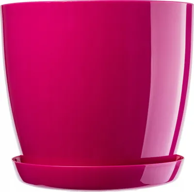 Image de KADAX Pot de fleurs en plastique "Agen", pot avec soucoupe. Pot à plantes, 23 cm, rouge amarante, 1 pièce