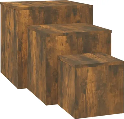 Immagine prodotto di vidaXL Tavolini 3 pezzi. Materiale in legno di quercia affumicata